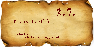 Klenk Tamás névjegykártya